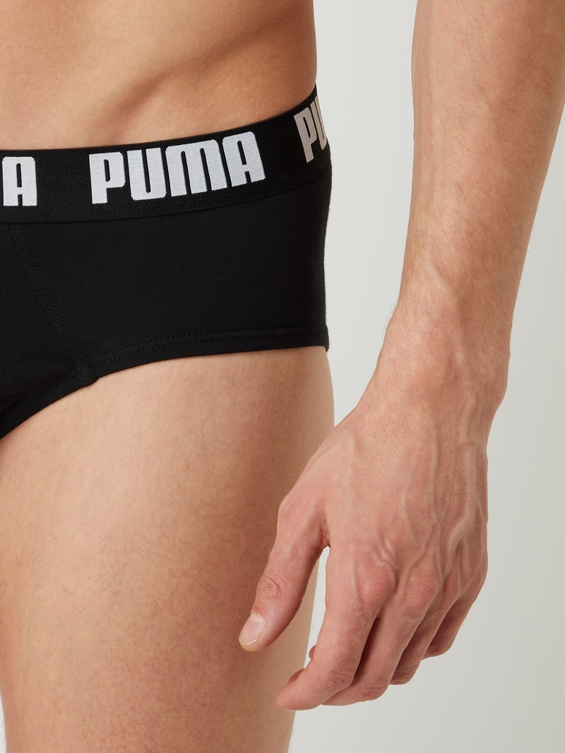 Slip mit Stretch-Anteil im 2er-Pack in schwarz