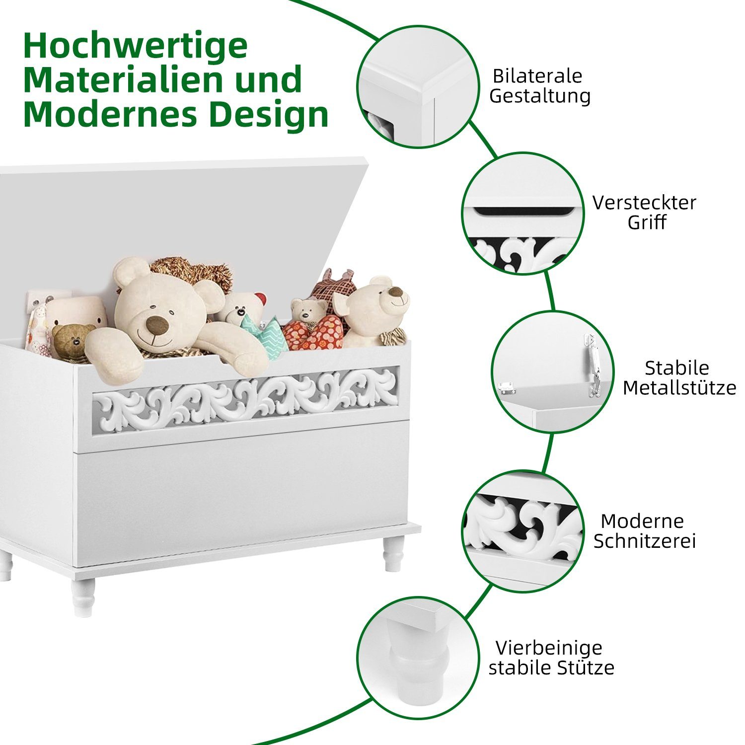 Daynee Truhe Aufbewahrungstruhe,Sitzbank mit Stauraum,Spielzeugtruhe mit Deckel (Gartenbox), Wohnzimmer, Esszimmer, Flur, Schlafzimmer, Badezimmer, 80x40x48cm