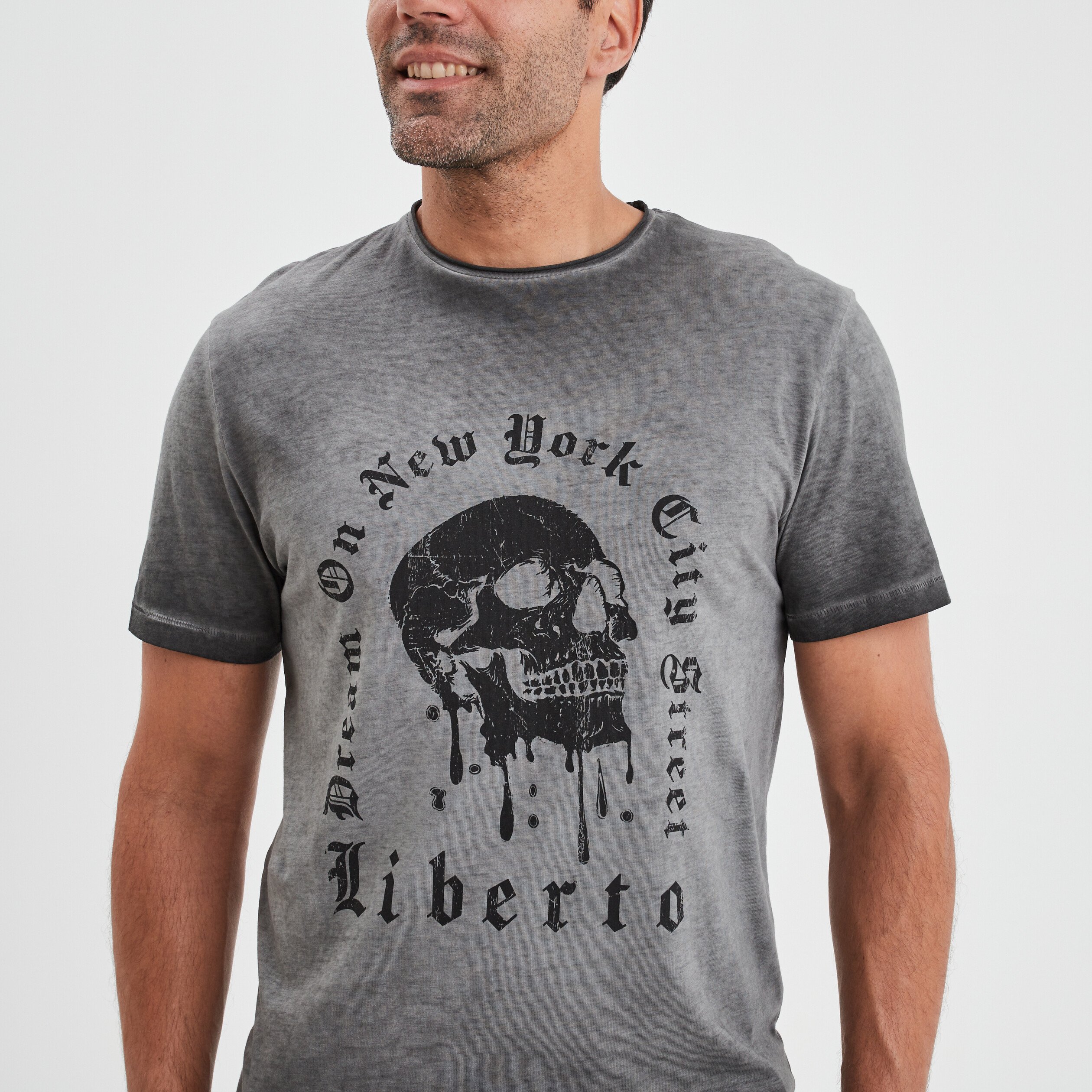 T-shirt col rond manches courtes Liberto gris clair homme | La Halle