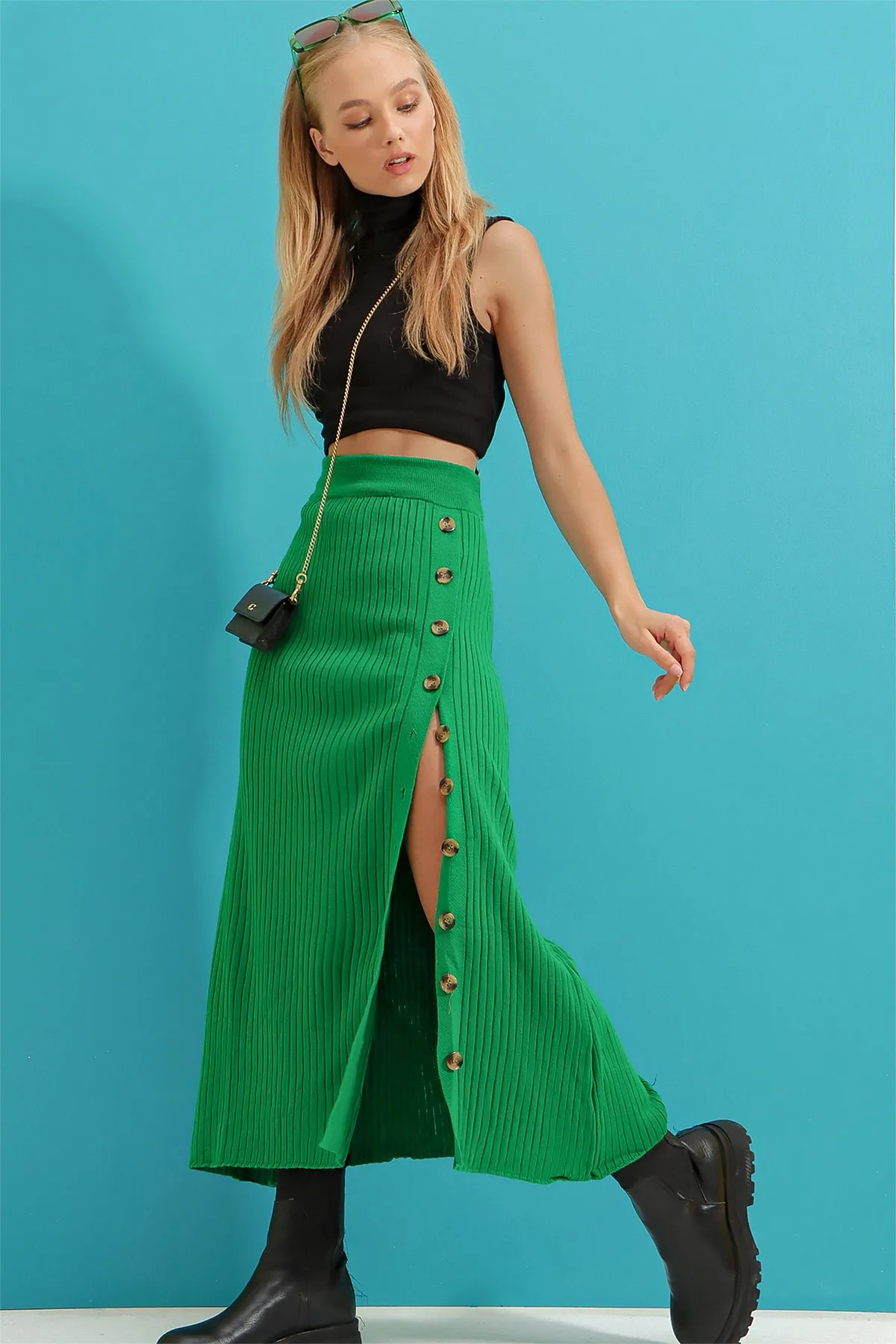 Trend Alaçatı Stili  Rock - Grün - Maxi