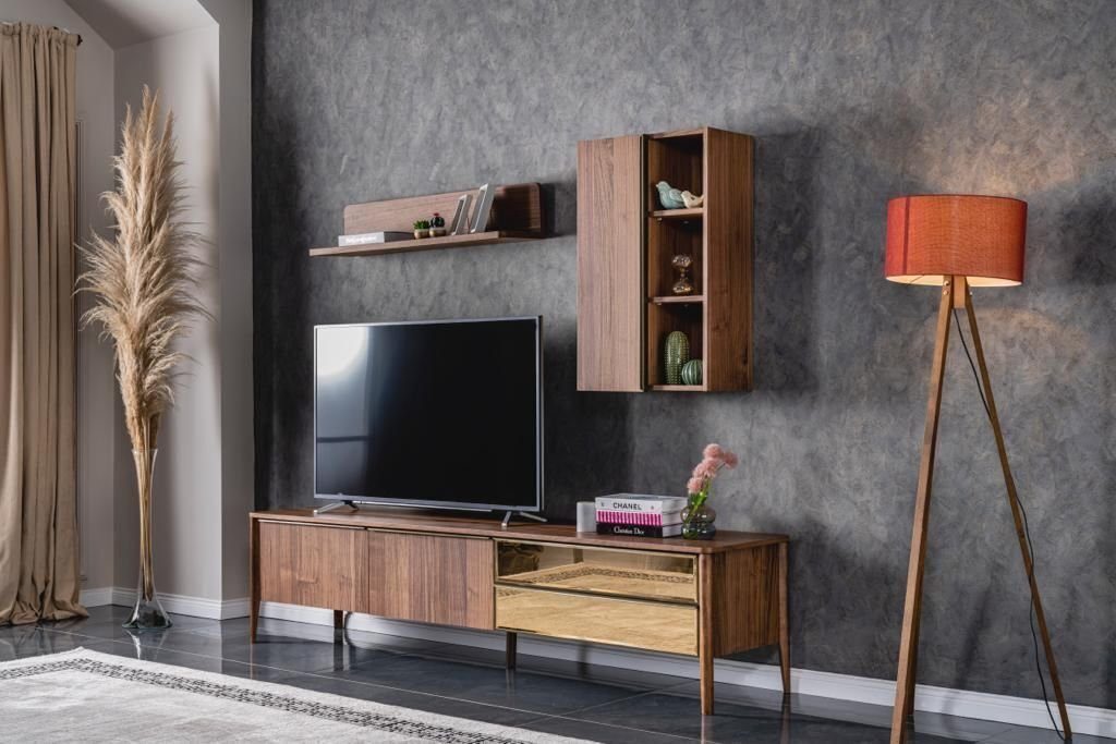 JVmoebel Wohnzimmer-Set rtv Lowboard Wohnzimmer Set tv Ständer Sideboard Regale Wohnwand, (3-St)