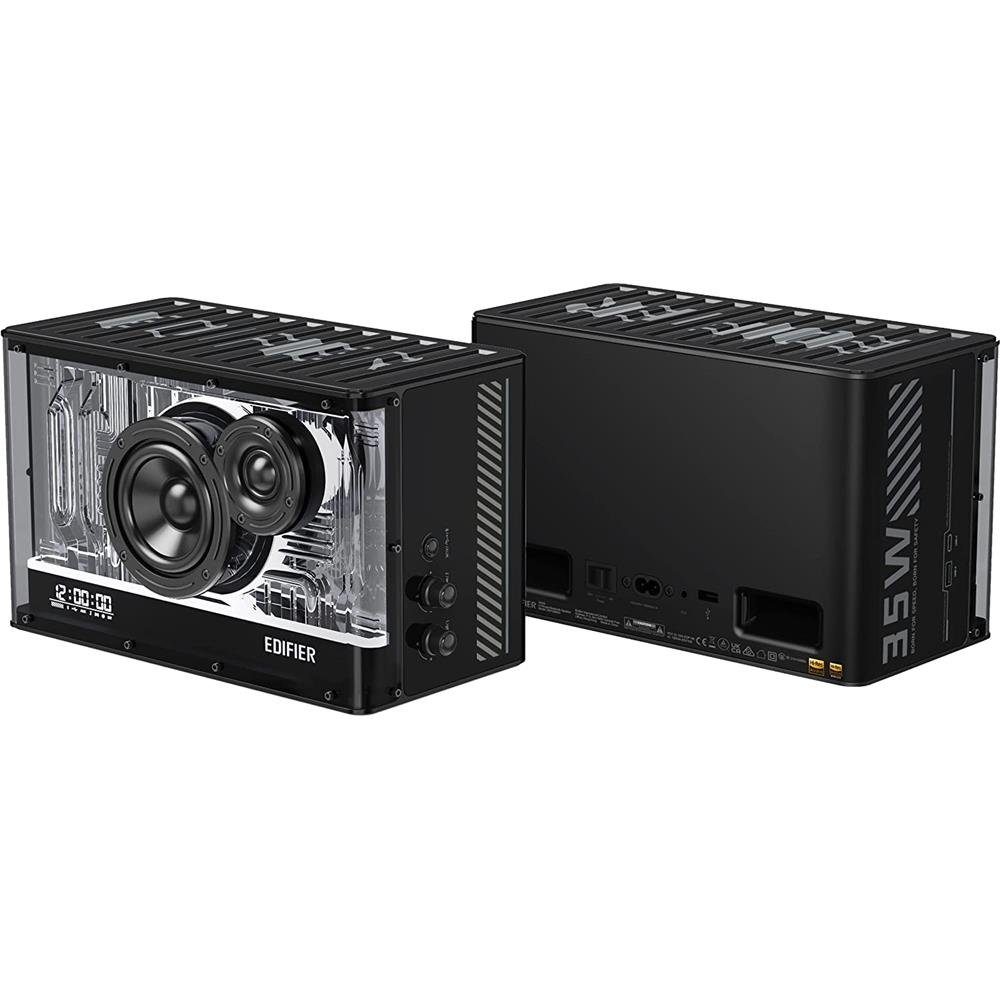 Edifier® QD35 Bluetooth-Lautsprechersystem Schwarz Lautsprechersystem (Bluetooth, 40 W, mit RGB-Lichteffekten und zwei Ladeanschlüssen)