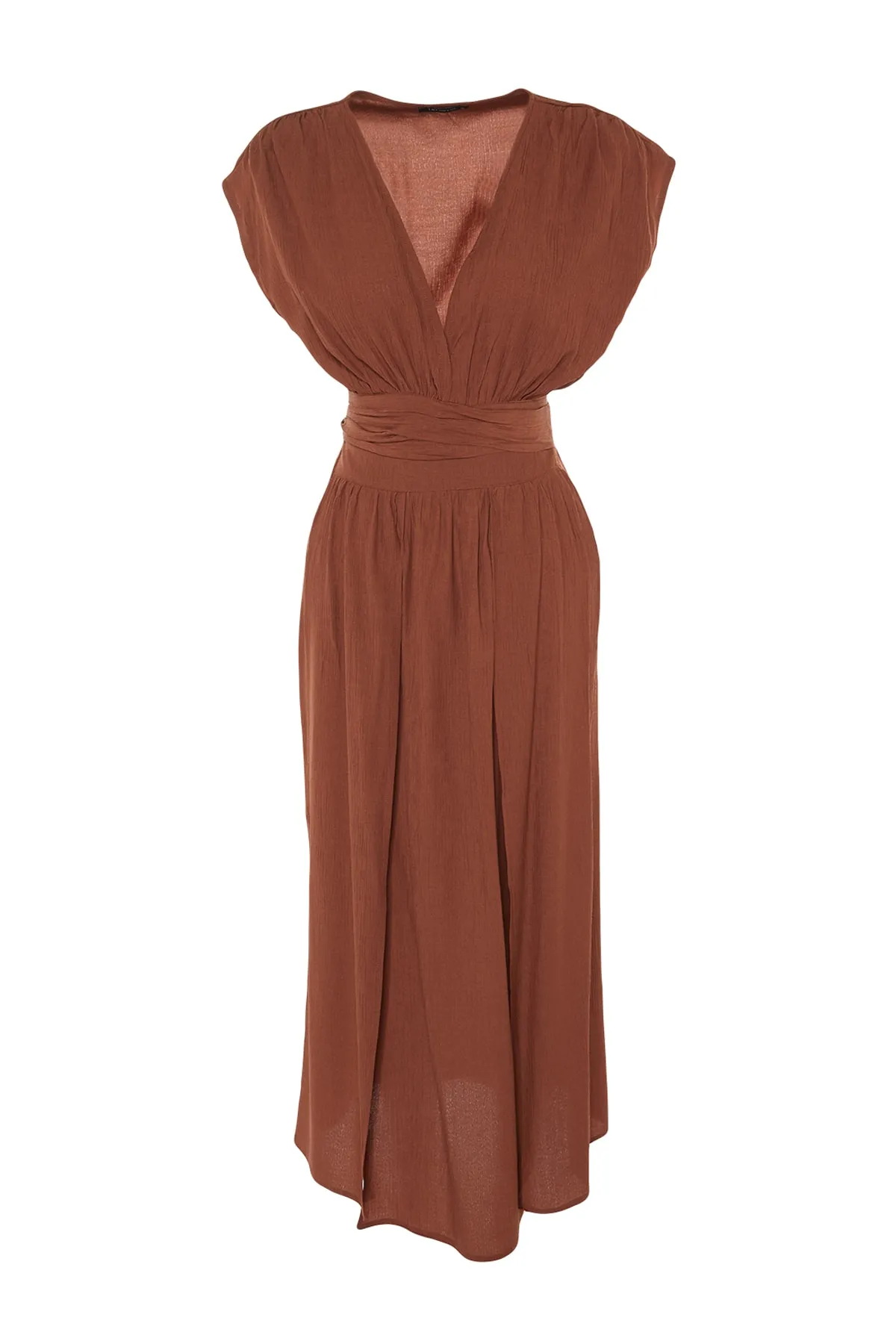 Trendyol Collection  Zimtfarbener, geschlitzter Rock-Blusenanzug TBESS22AU0103