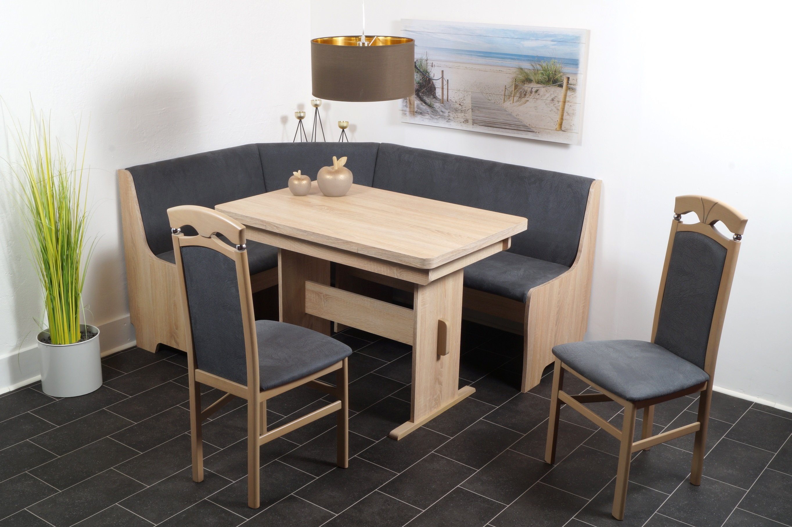 Stolebaenk Eckbankgruppe Emden MAANTI, (Eckbank Set, 1 x Eckbank, 1 x Tisch, 2 x Stuhl), 48000 Scheuertouren sehr belastbarer Bezug