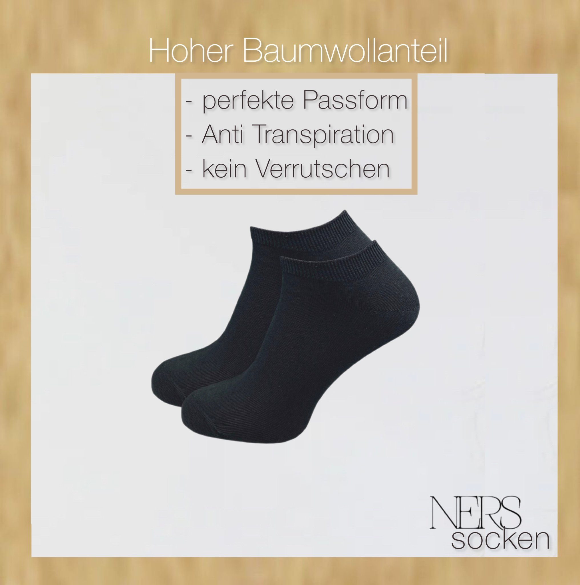 NERS Kurzsocken für Damen und Herren aus Baumwolle (10-Paar) mit Komfortbund