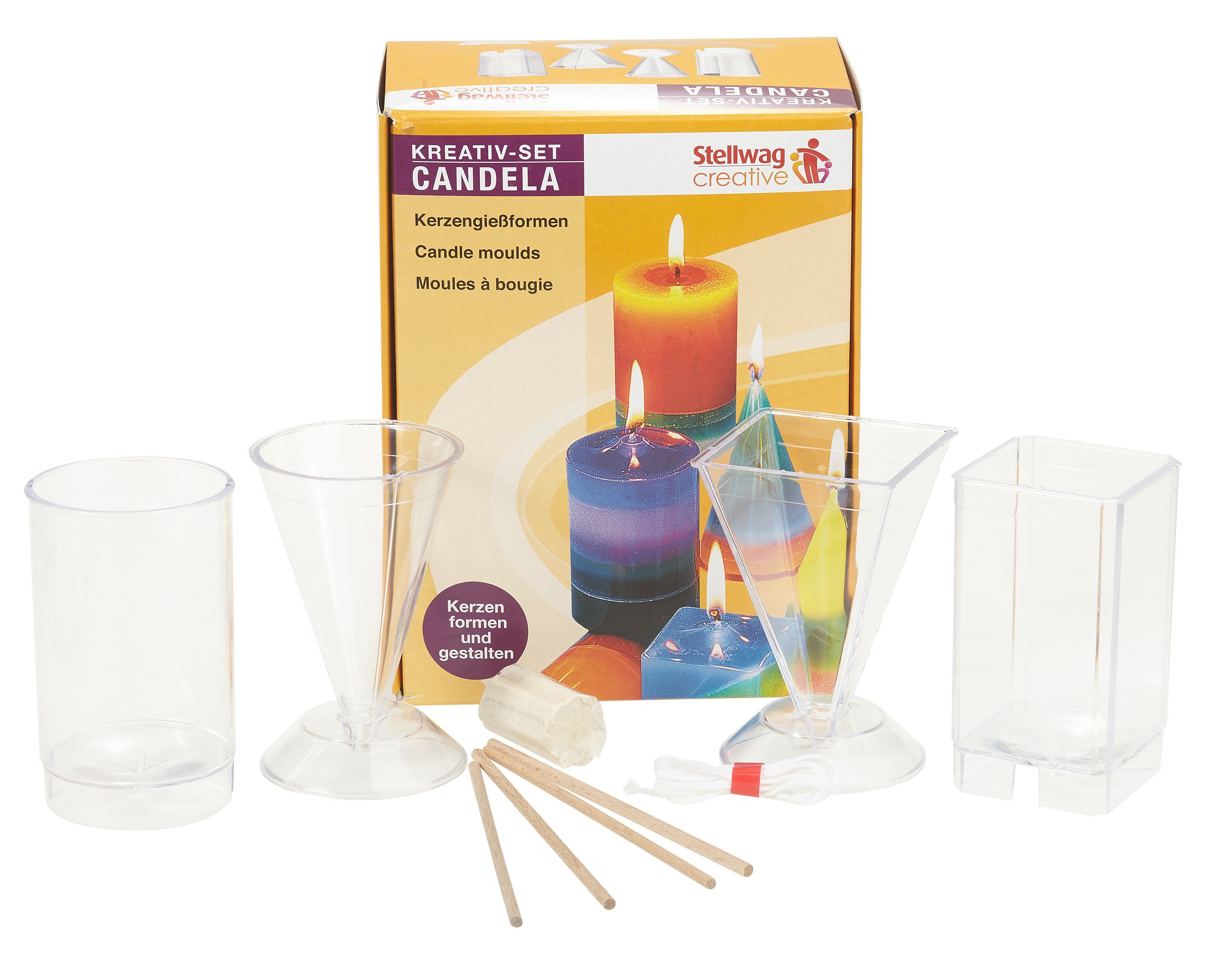 Stellwag Modellierwerkzeug Kerzen-Giessformen 4er-Set, 4 Formen + Zubehör