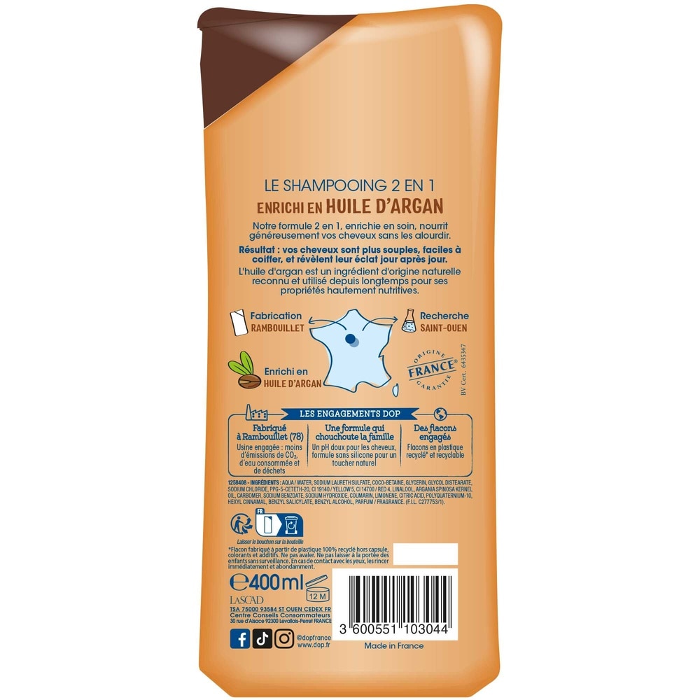 DOP Classique Shampooing Très Doux 2-en-1 à l'Huile d'Argan