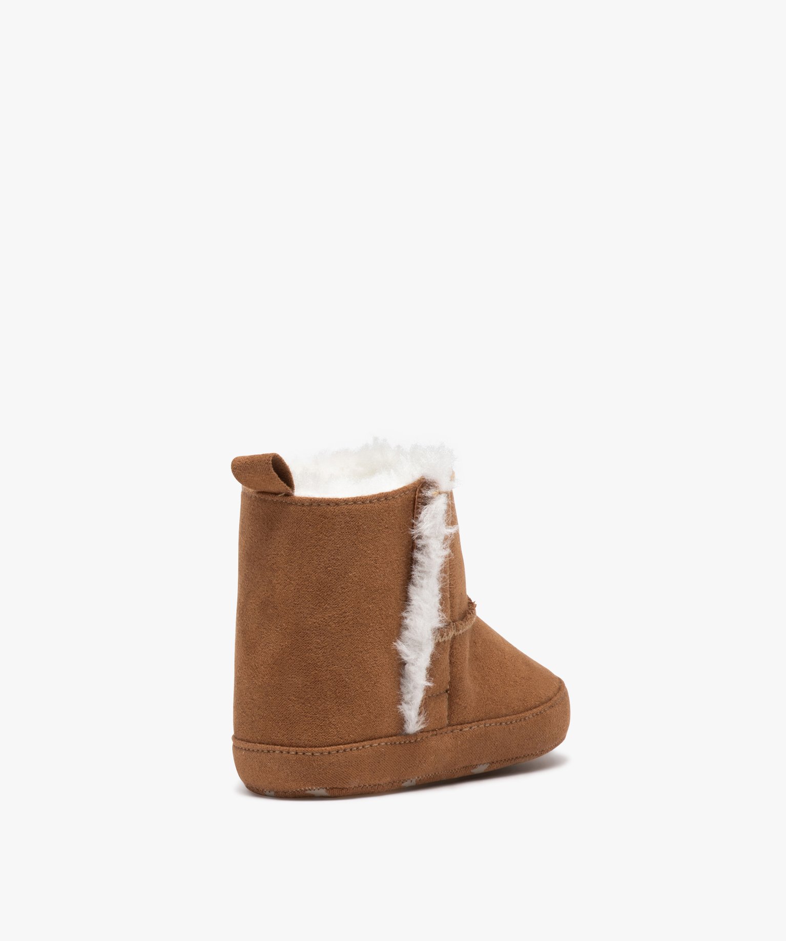 Chaussons de naissance bébé boots fourrées mixtes camel | GEMO