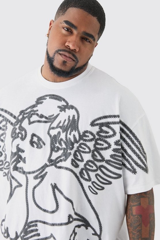 Plus weißes T-Shirt mit Renaissance Print