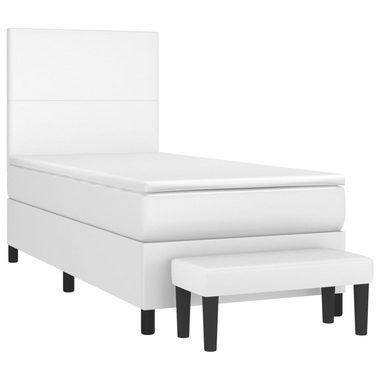 vidaXL Bett Boxspringbett mit Matratze Weiß 80x200 cm Kunstleder