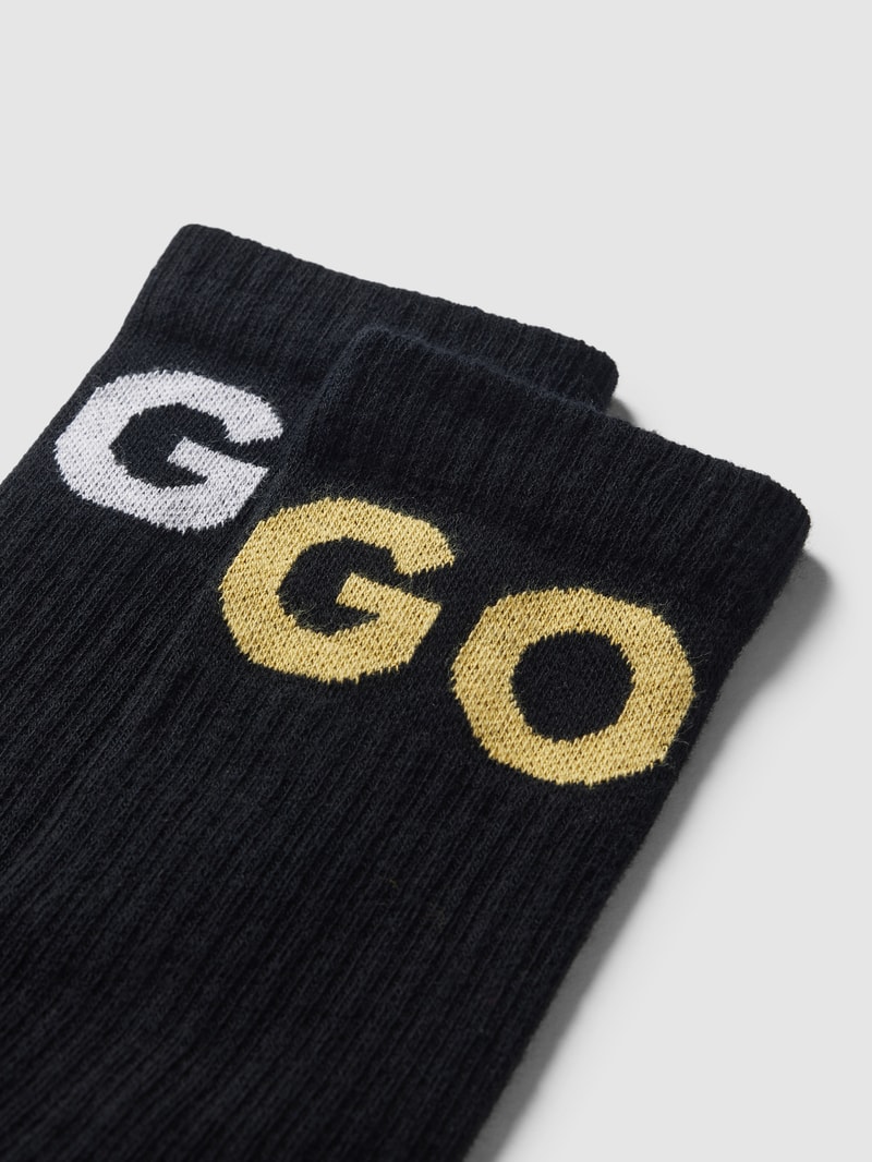 Socken mit Label-Stitching im 2er-Pack in schwarz