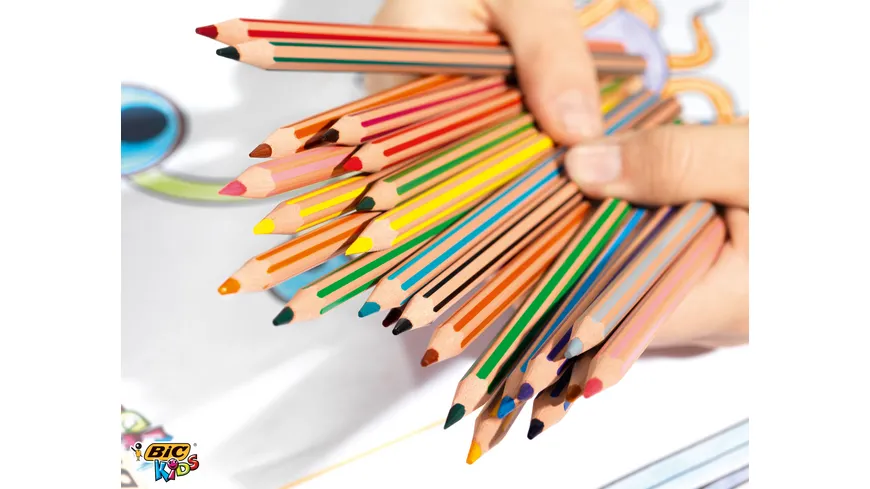 BIC Kids Tropicolors, 12er Set Kinder-Buntstifte, Malstifte ab 5 Jahre, Bruchsichere Mine & ohne Holz
