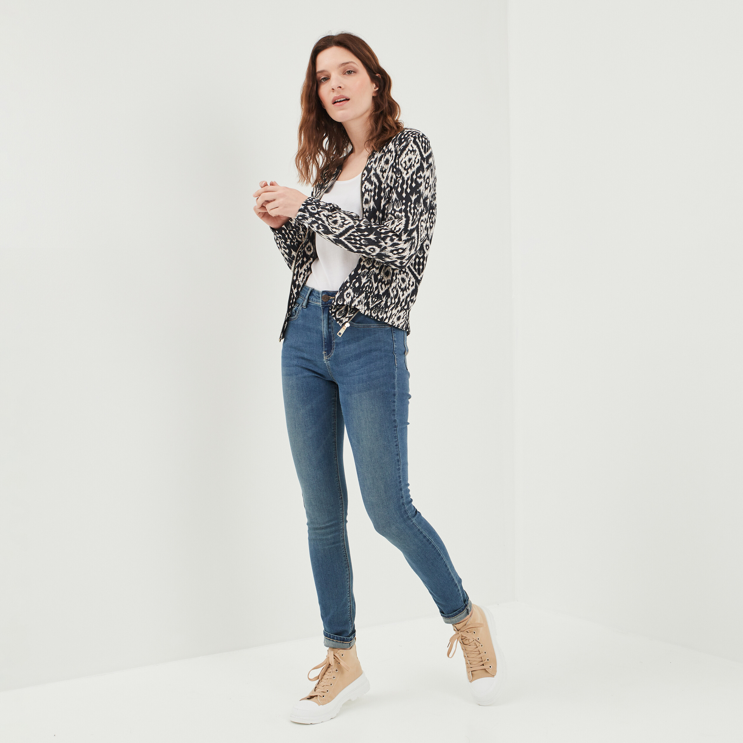 Veste style bomber droite Liberto noir femme | La Halle