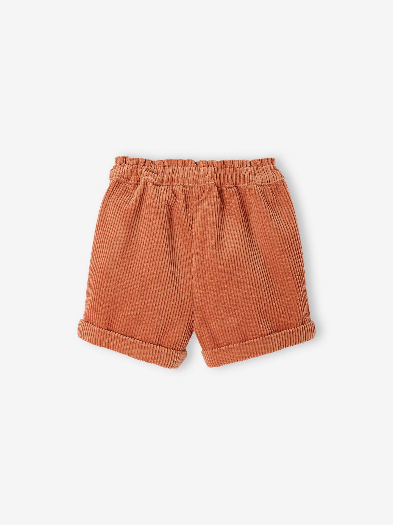 Short bébé en velours côtelé rouille