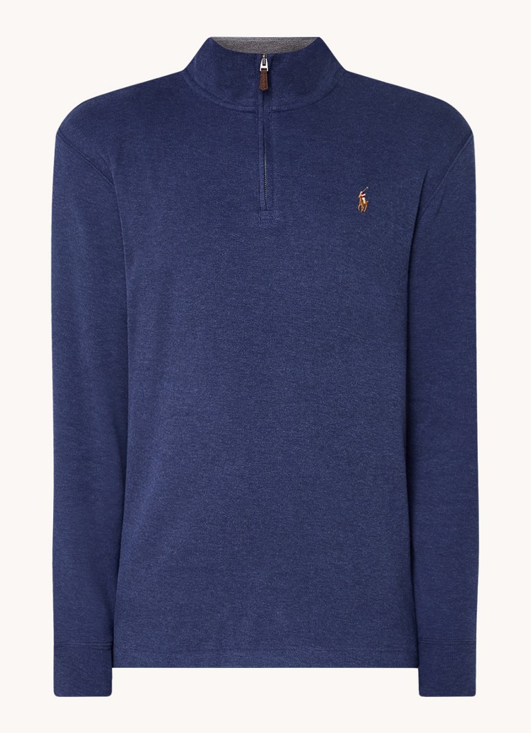 Ralph Lauren Fine-knit pullover with half zip and logo embroidery