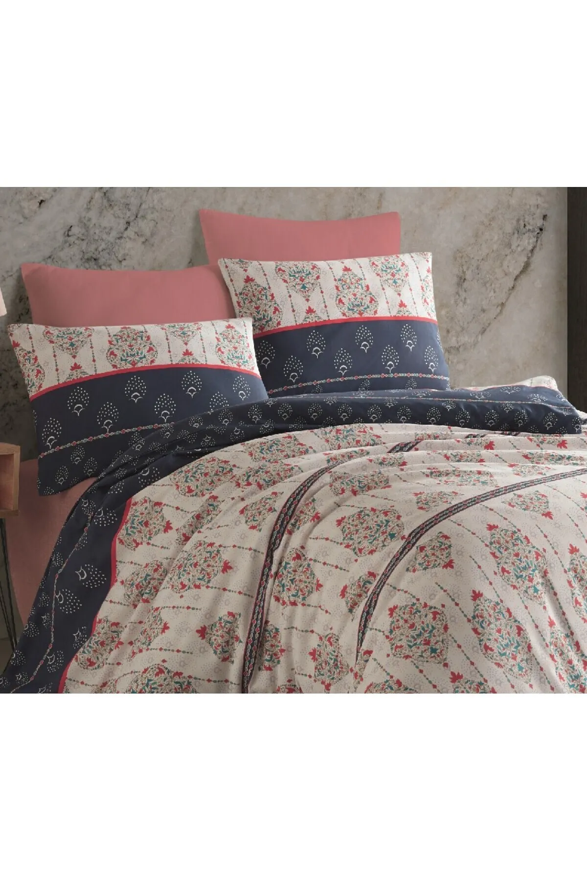 Güvenal  Doppelbett-Bettbezug-Set mit elastischen Laken | Bettwäsche-Set| Mitgift-Bettwäsche-Set|