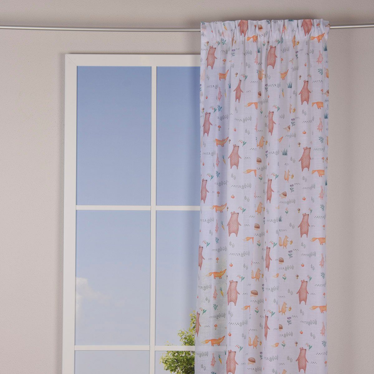 Meterware Stores Bordüre Waldfreunde Blumen weiß mint bunt raumhoch 300cm, SCHÖNER LEBEN., halbtransparent, Kunstfaser