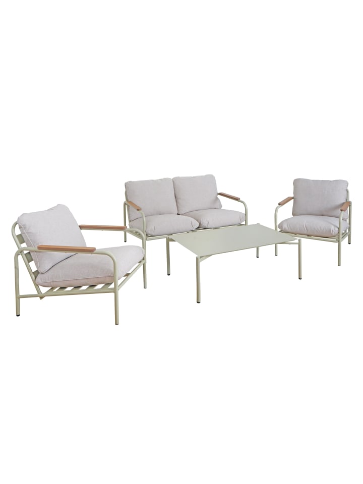 MCW Aluminium-Gartengarnitur O11, Hellgrün Polster beige günstig kaufen onesize