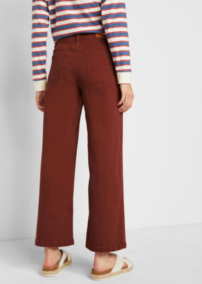 Stretch-Jeans Culotte, knöchelfrei