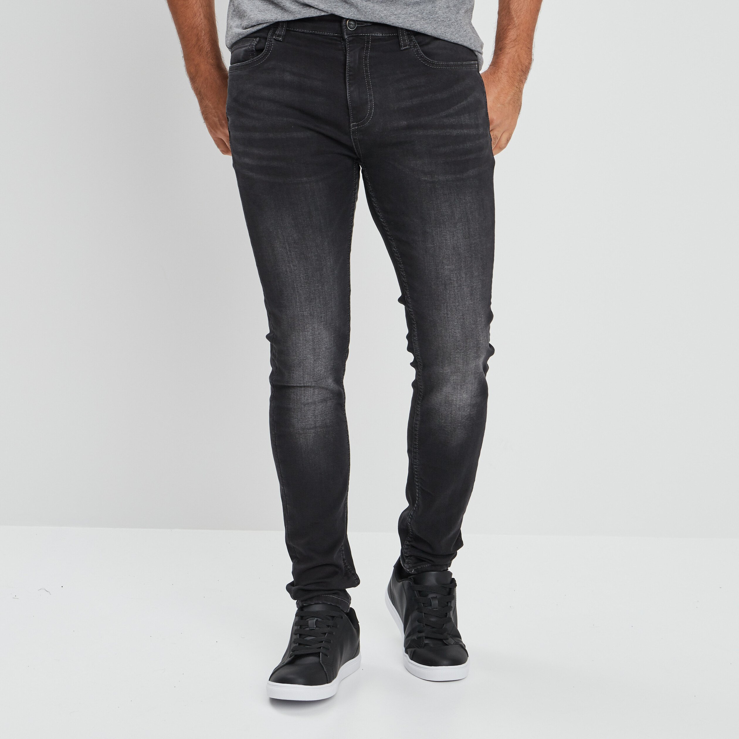 Jeans skinny taille standard gris homme | La Halle
