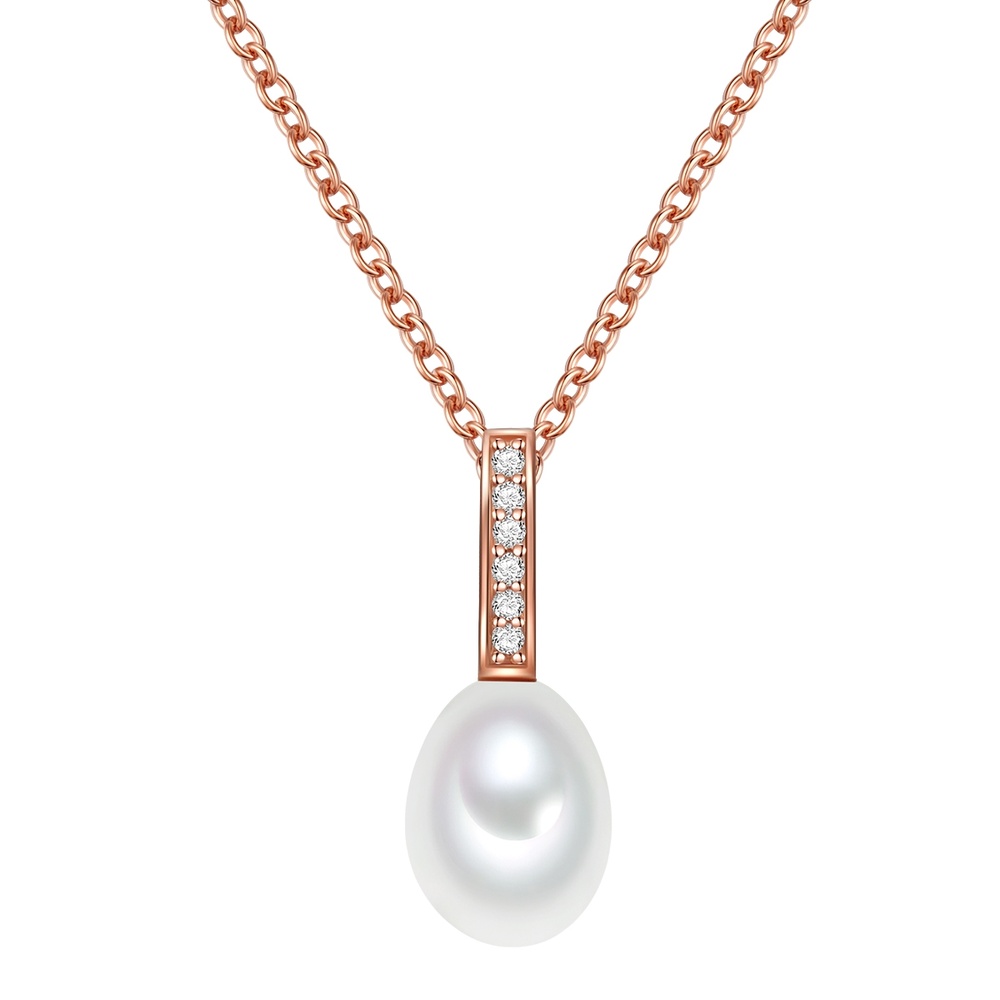 Valero Pearls Collier en argent Argent sterling Oxyde de zirconium (CZ) Perle de culture d'eau  collier