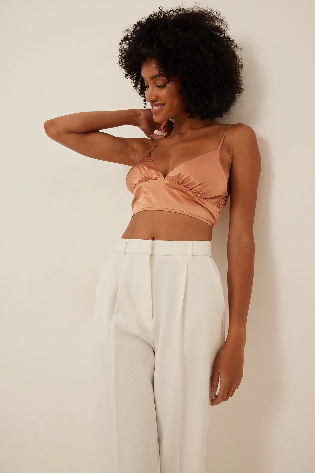 V-neck Thin Strap Satin Top
