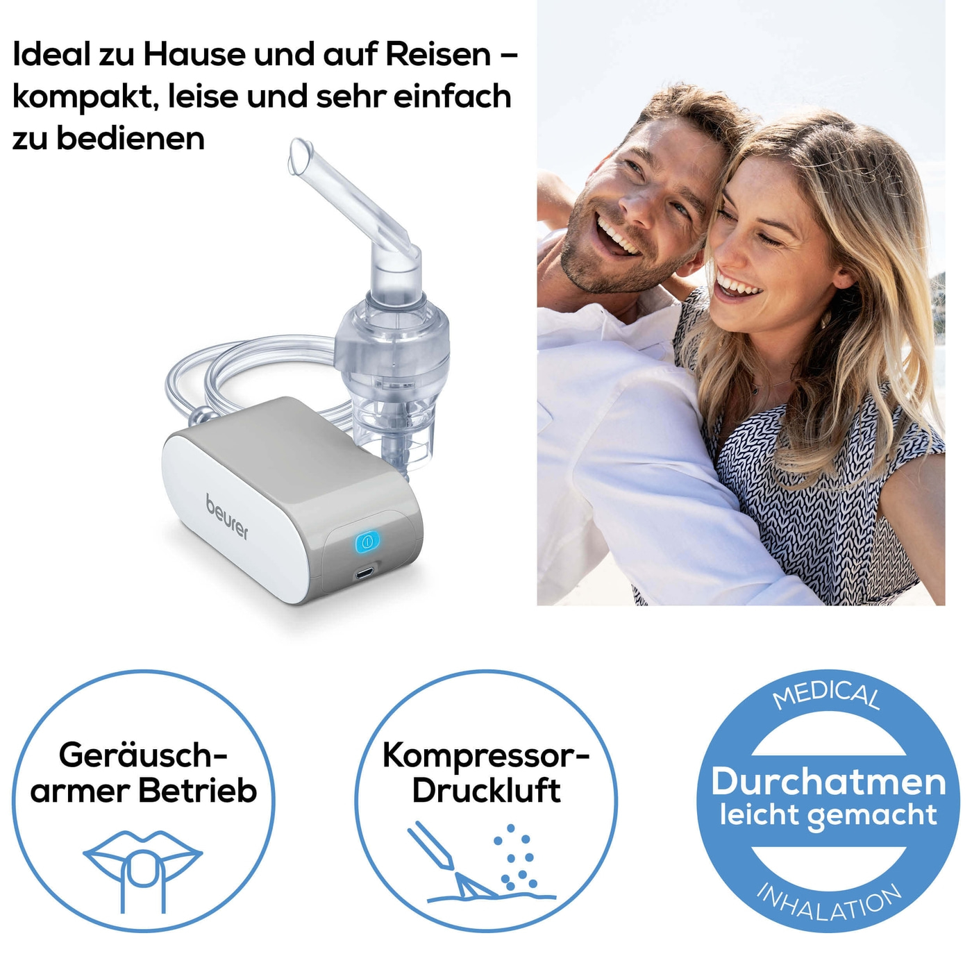 Beurer Inhalator IH 58-Inhaliergerät mit Kompressor-Drucklufttechnologie - kompakt & ideal auf Reisen
