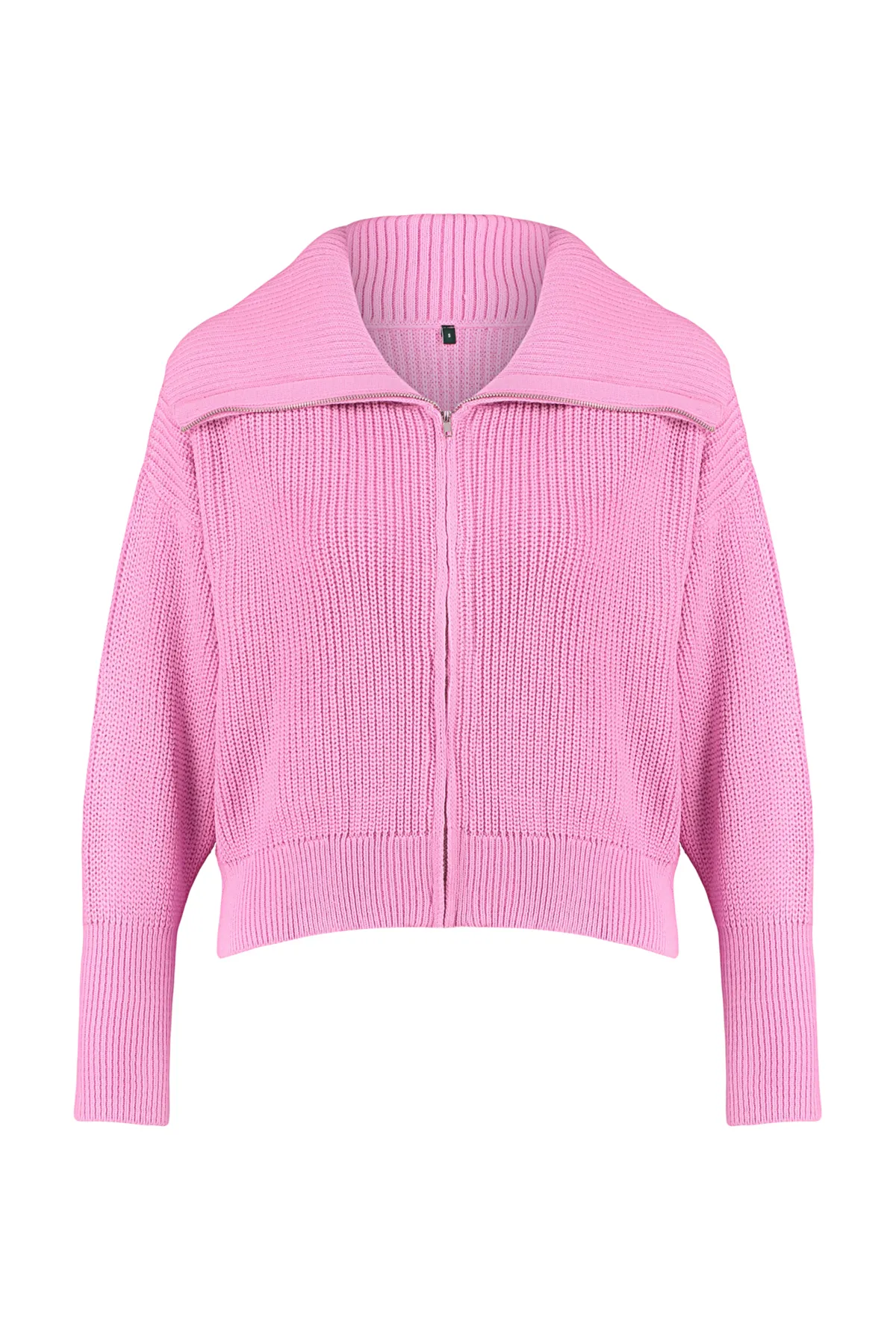 Trendyol Collection  Degaje Kragen Rosa Strick-Cardigan - Reißverschluss TWOAW24HI00072