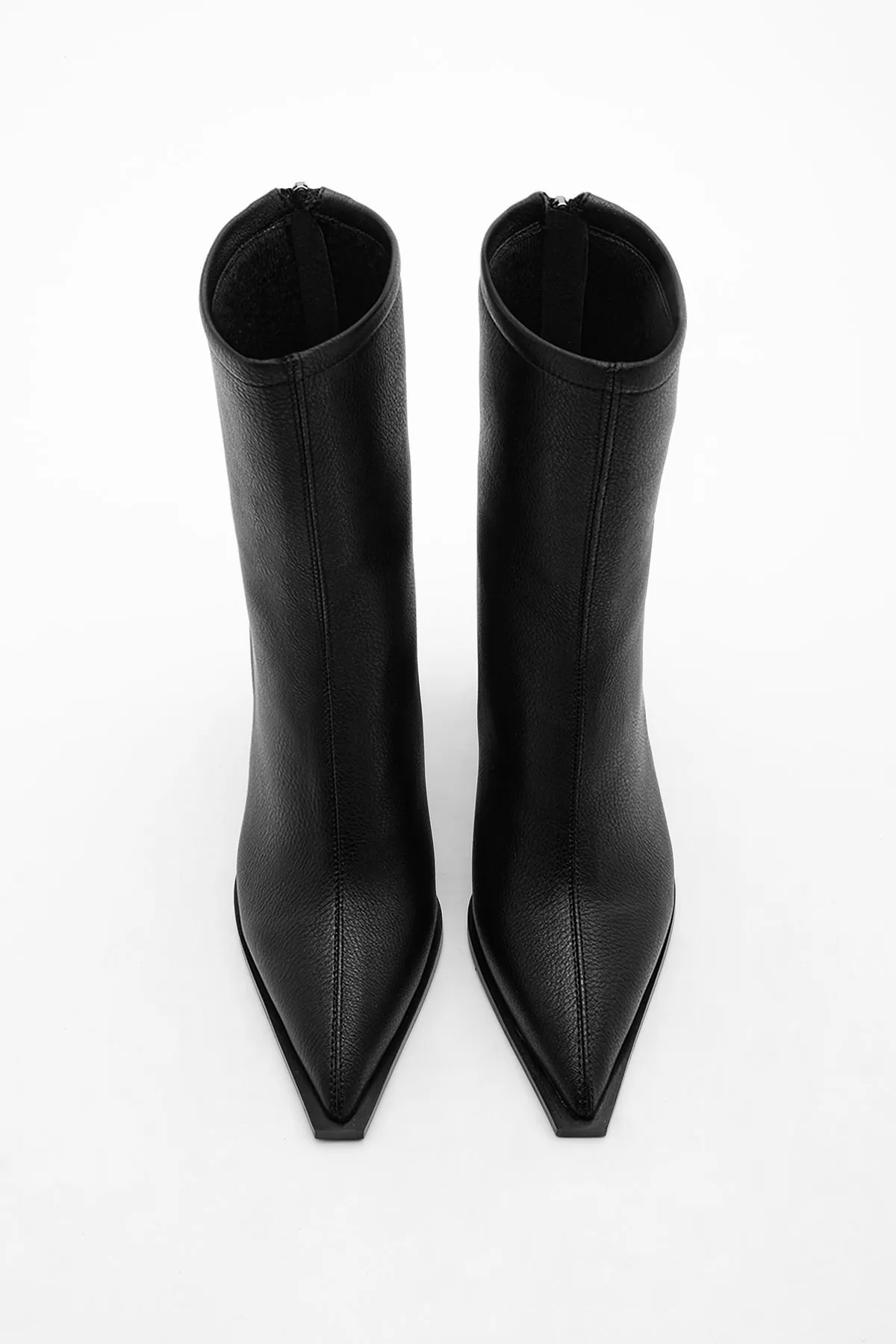 Marjin  Damenstiefel mit Absatz, spitzer Zehenbereich, Reißverschluss hinten, dicker Absatz, Kikas schwarz
