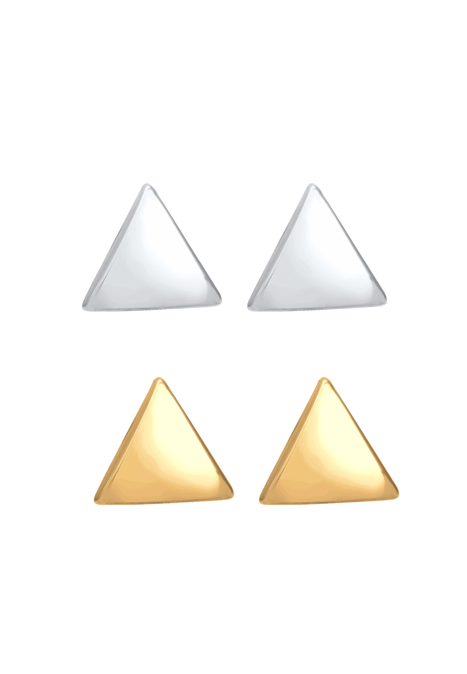 Orecchini a perno Elli Set Triangles Basic Bi-Tone da donna - Argento 925/1000 placcato oro