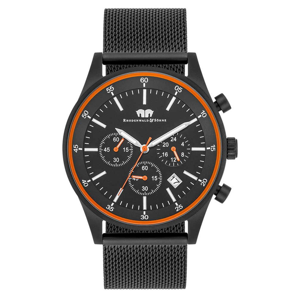 Rhodenwald & Söhne Chronographe Goodwill en Noir Acier inoxydable en Noir Montre