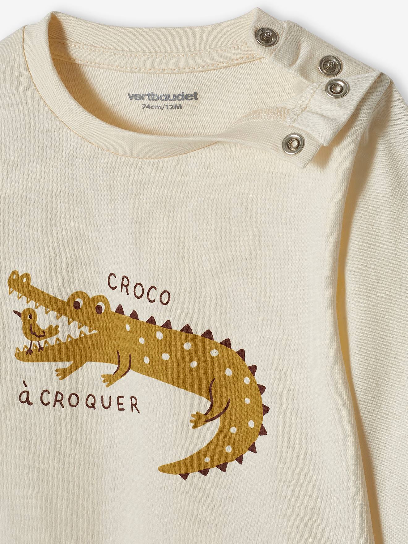 Lot de 2 T-shirts basics bébé motif animal et rayé bleu grisé