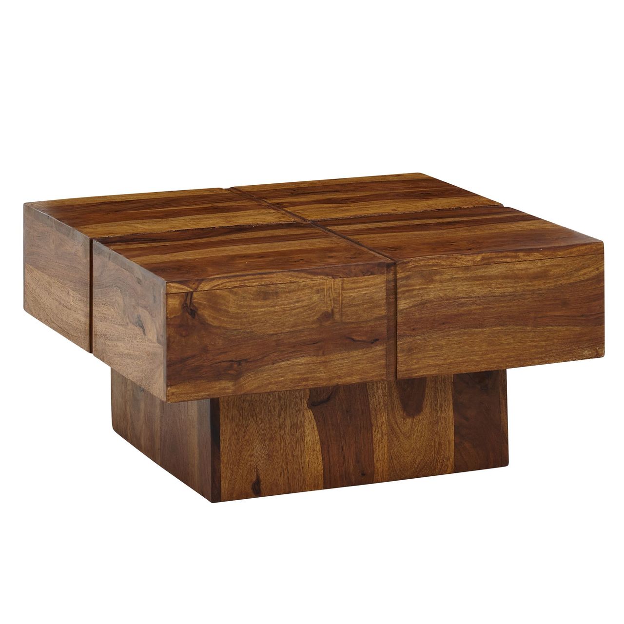 Wohnling Couchtisch 57,5x57,5x30 cm Sheesham Massivholz