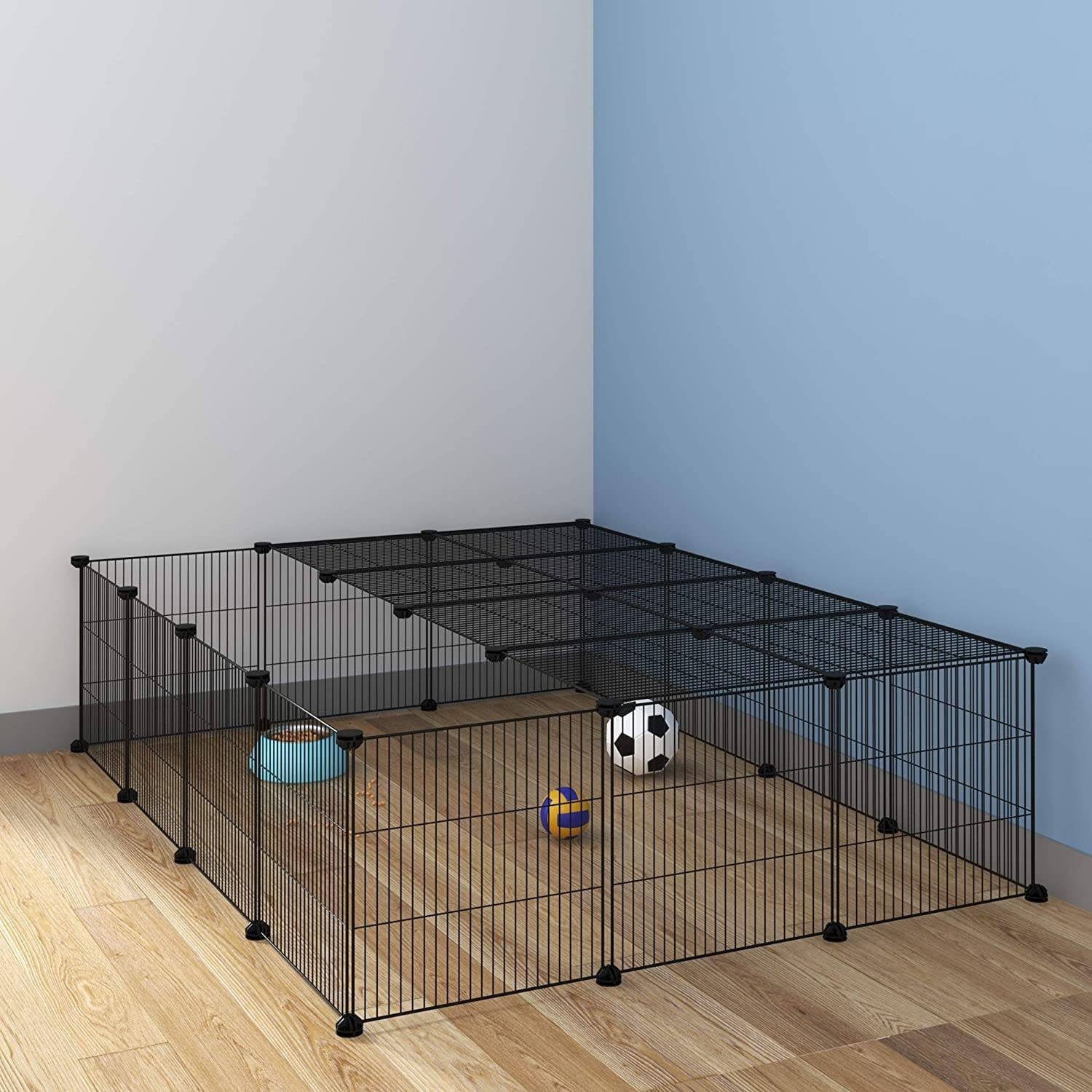 EUGAD Freigehege, Für Kaninchen Hasen 22 Platten Laufgitter 147x111x37cm