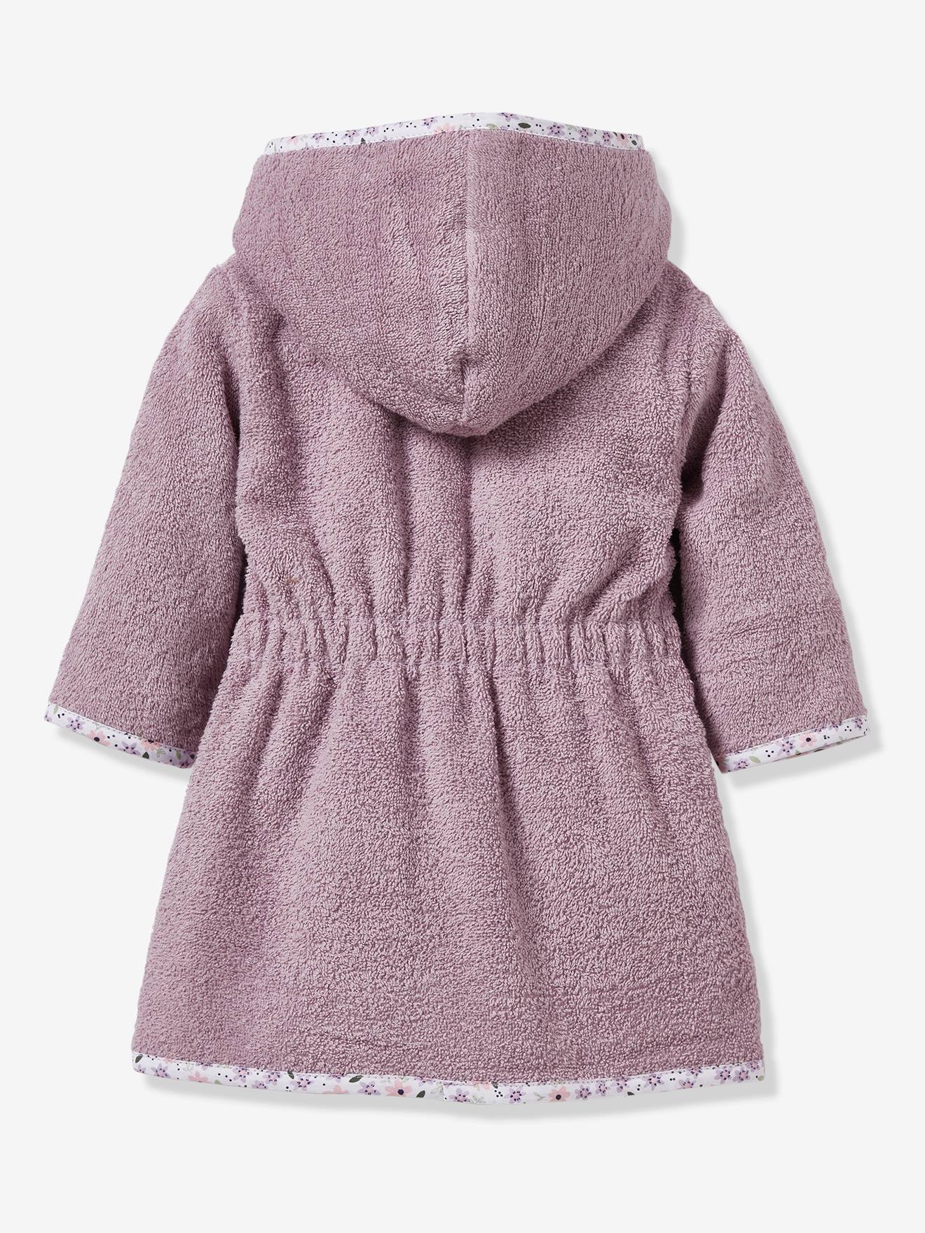 Peignoir de bain bébé personnalisable Fleurettes violet