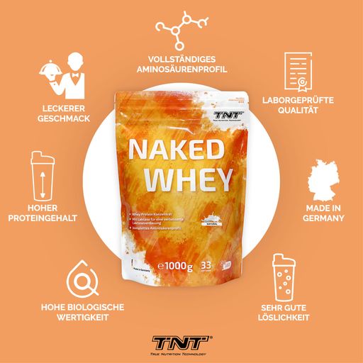 Naked Whey Protein - hoher Eiweißanteil. hohe biologische Wertigkeit. mit Laktase