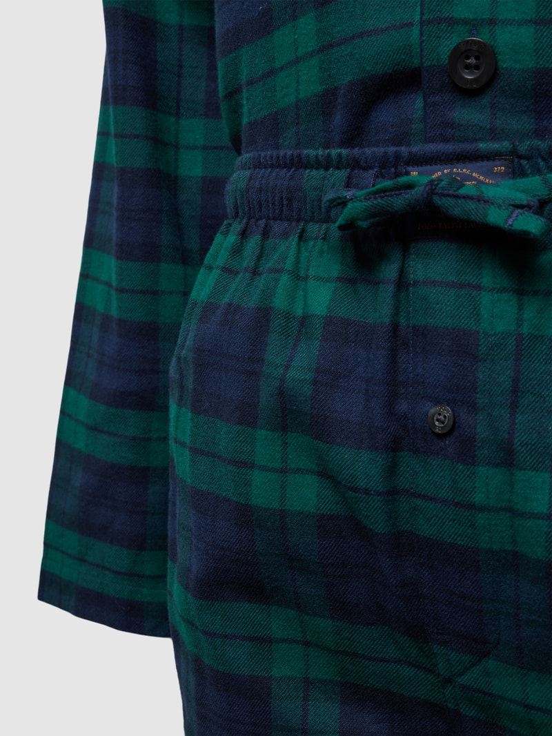 Pyjama mit Tartan-Karo Modell 'FLANNEL HOLIDAY BEAR' in dunkelgrün