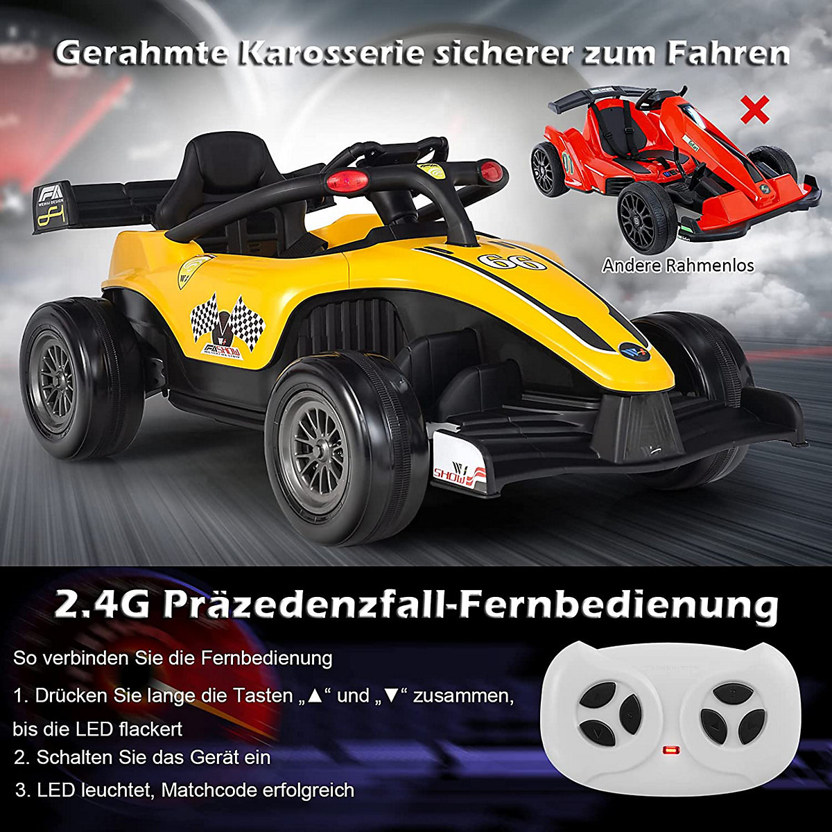 Rennauto Elektroauto 12V mit Musik Licht 3-7 Jahren