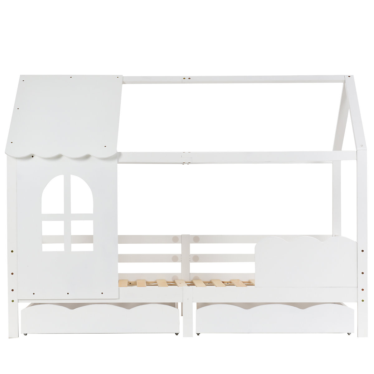 Hausbett 90x200 cm mit Schubladen und Rausfallschutz