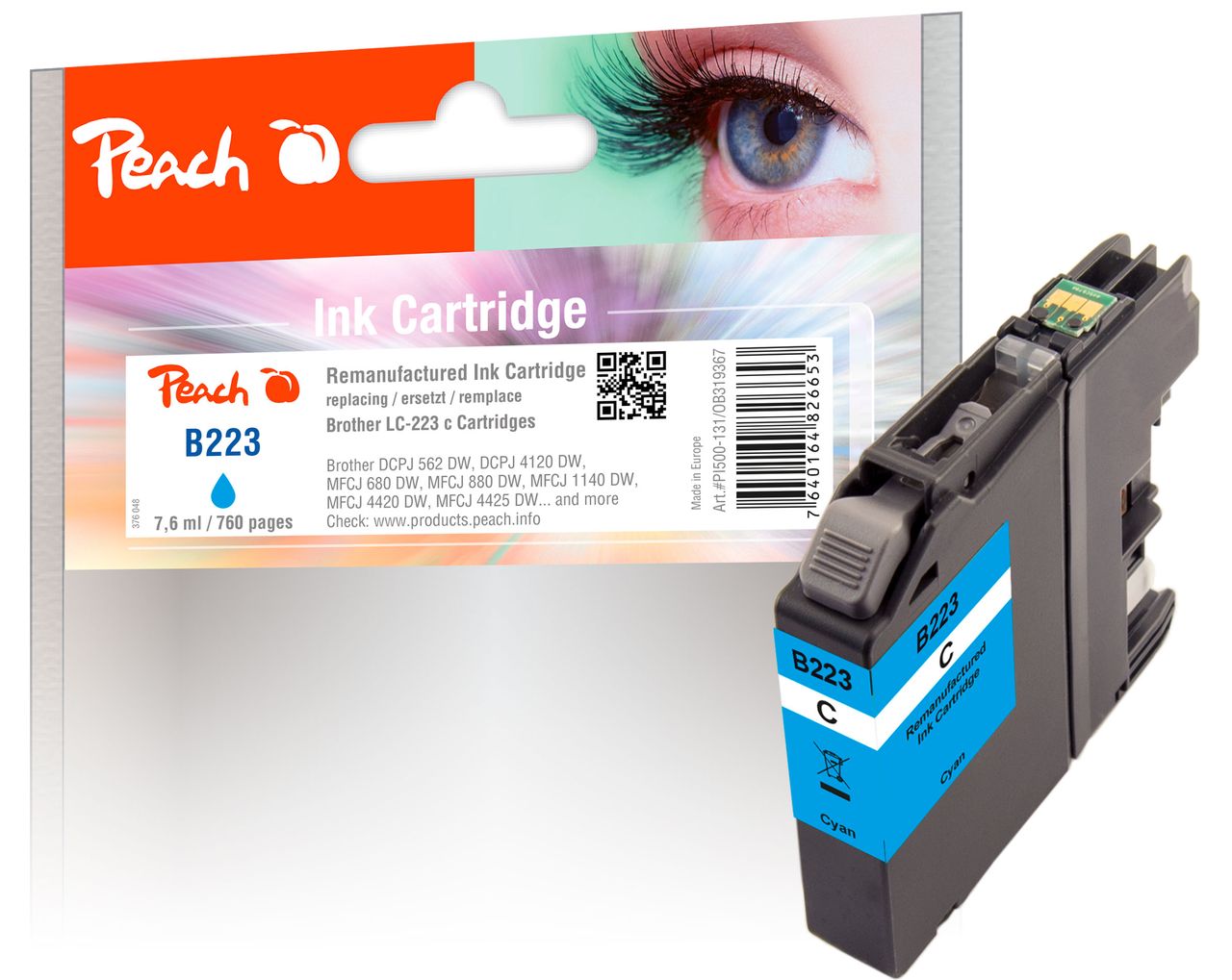 Peach Tintenpatrone cyan ersetzt Brother LC-223C