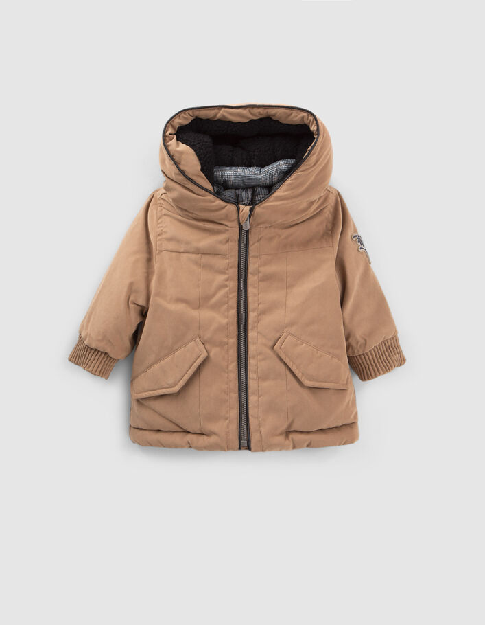 Parka camel fourrée à capuche bébé garçon