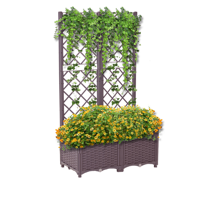 HC Garten & Freizeit Hochbeet mit Rankhilfe , ca. 80 x 40 x 136/30 cm - Braun