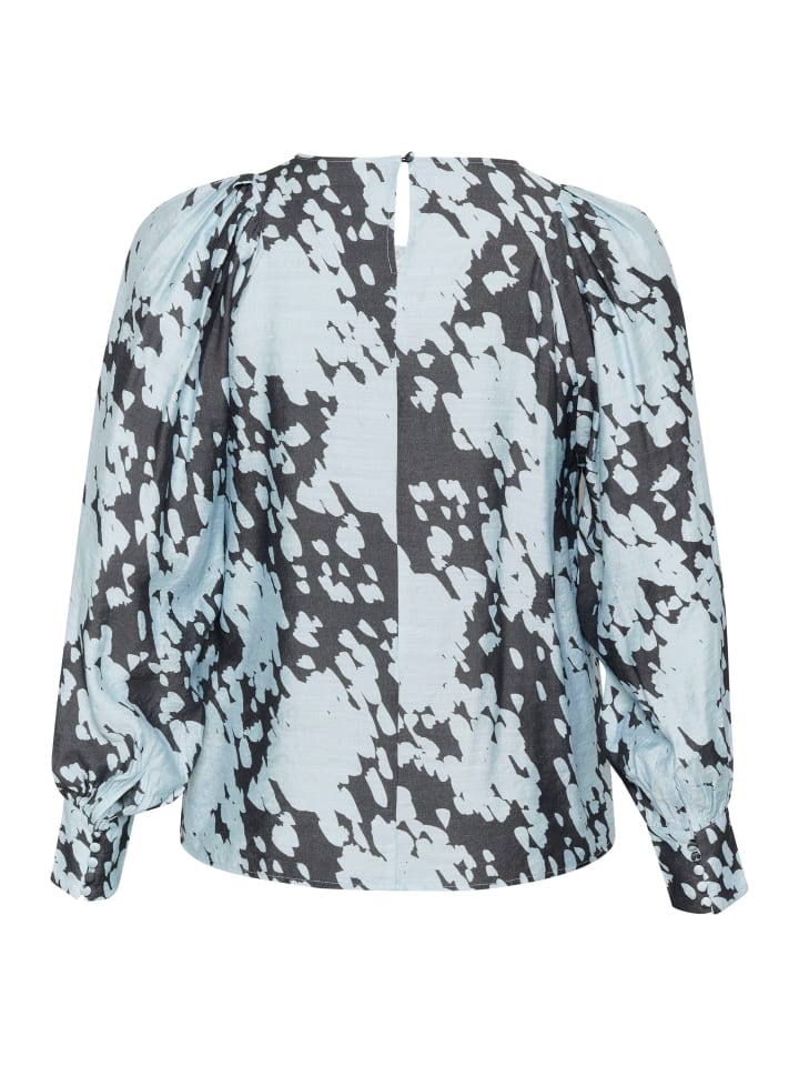 KAFFE curve Langarm-Bluse KCluma in Grey/Blue Graphic Cloud günstig kaufen
