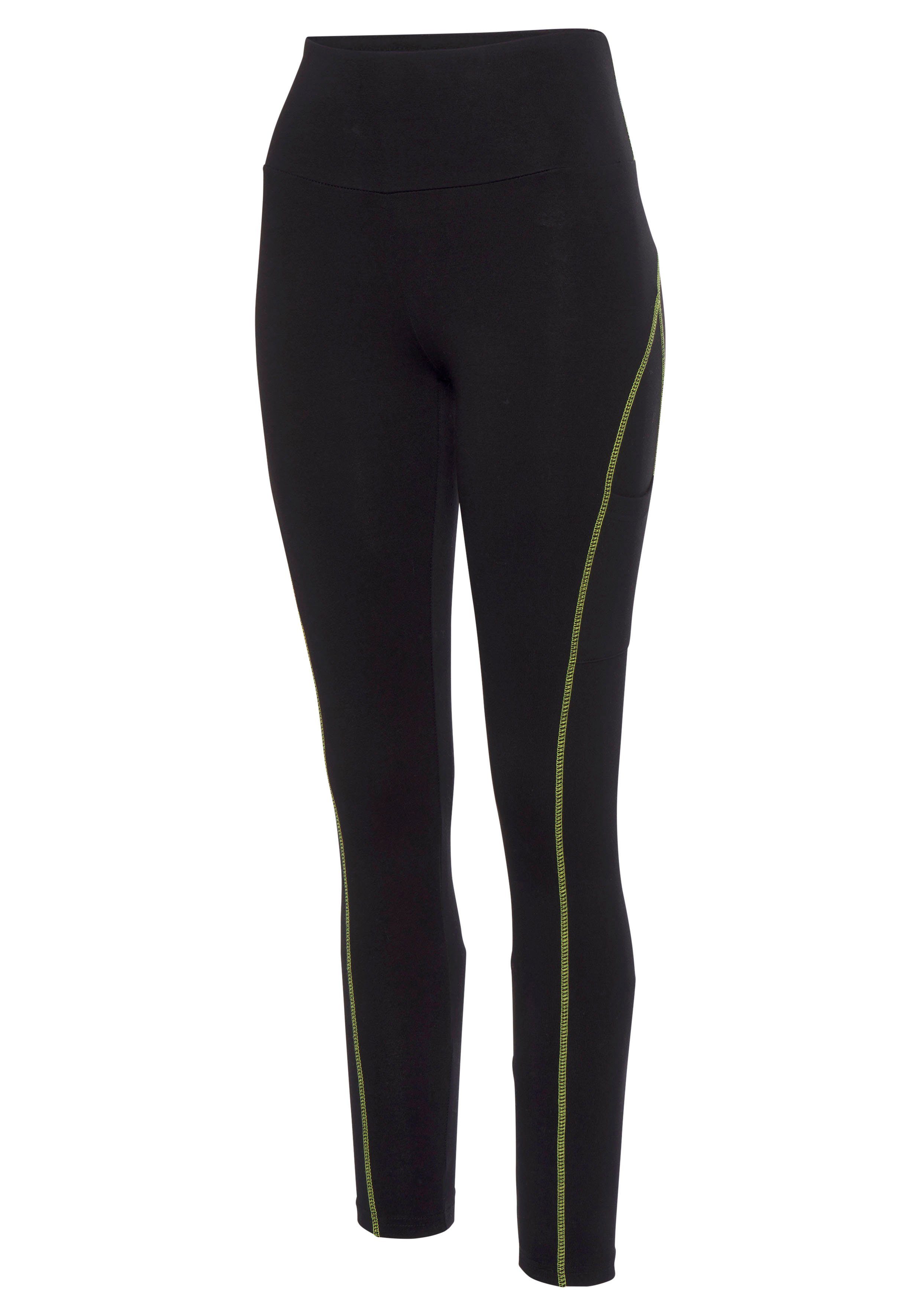 LASCANA ACTIVE Leggings -Sporthose mit Kontrastnähten und breitem Bund