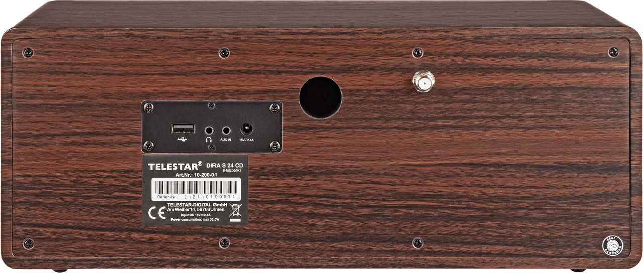 TELESTAR DIRA DAB /UKW Stereo Radio mit Bluetooth S 24 CD holzoptik
