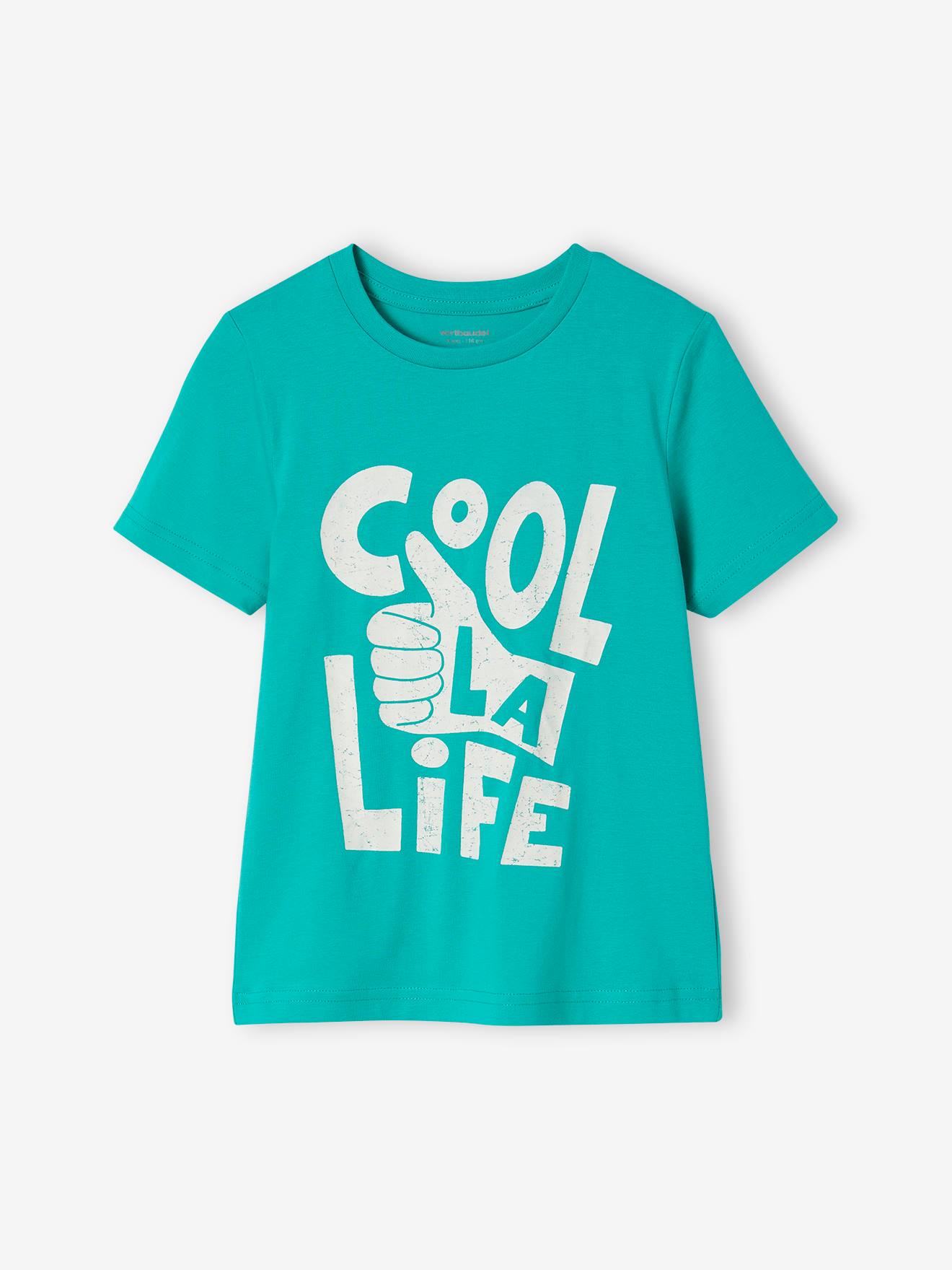 Vertbaudet Jungen T-Shirt mit Schriftzug oder Print BASIC Oeko-Tex - wollweiß