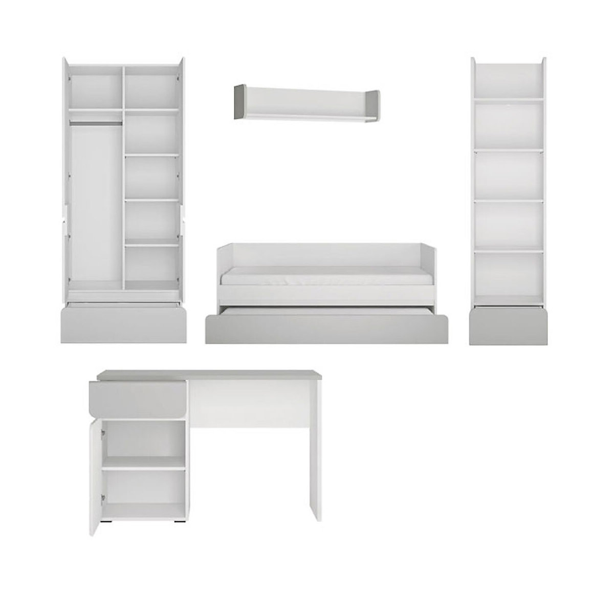 Jugendzimmer-Set Albi komplett 5-teilig grifflos