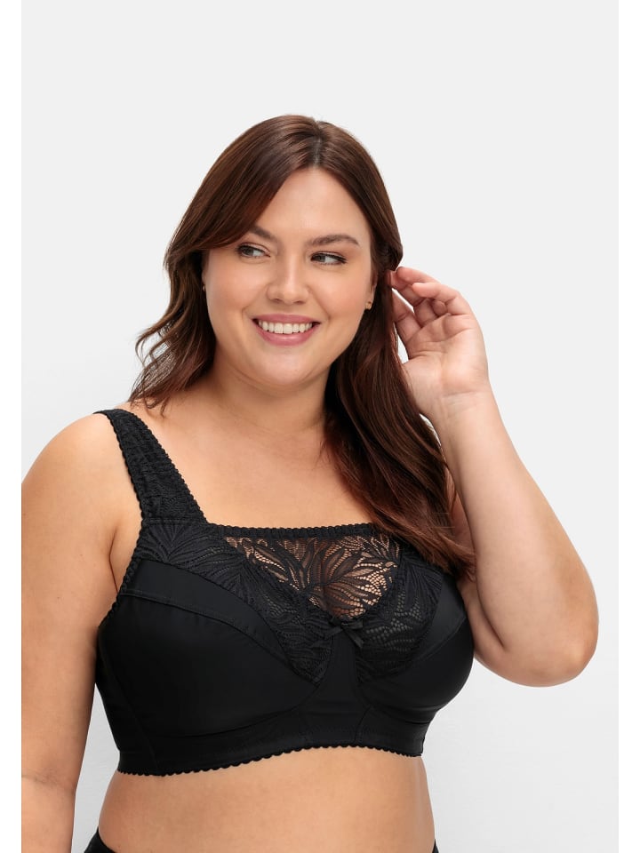 sheego BH ohne Bügel in schwarz günstig kaufen