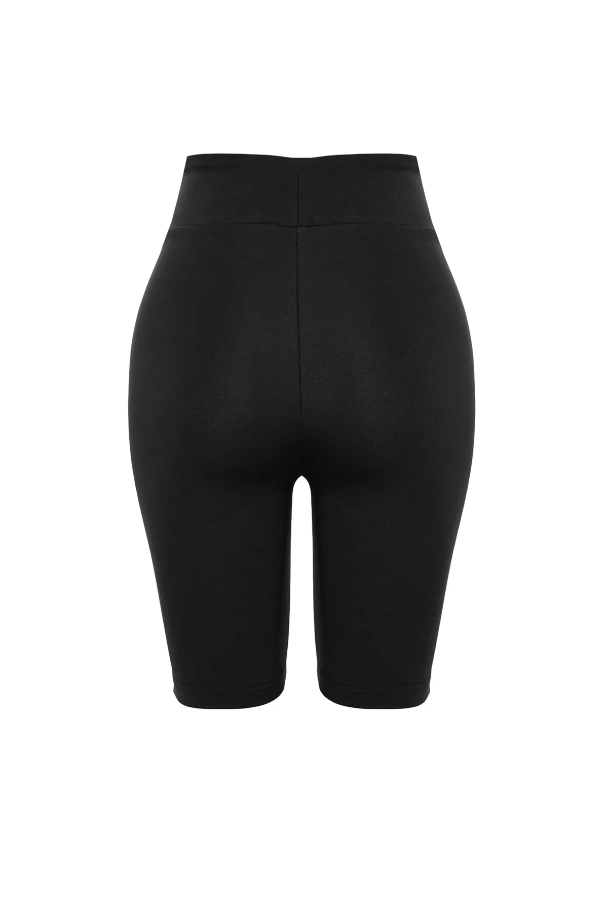 Trendyol Collection  Schwarze, hoch taillierte Biker-Leggings mit Interlock-Strick im Waist Recovery-Stil TWOSS23TA00023