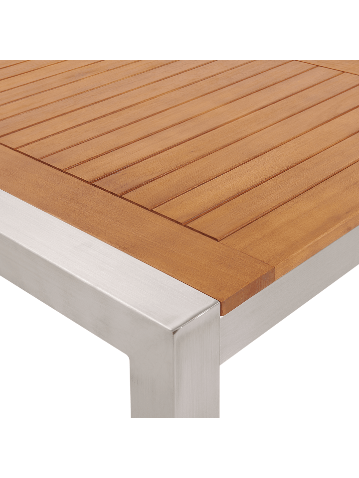 Beliani Gartentisch GROSSETO in Heller Holzfarbton/Silber günstig kaufen onesize